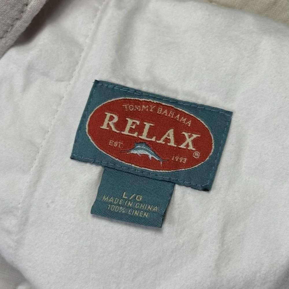 Tommy Bahama Linen Relaxed Drawstring Chino Pants Mens Large Beige Breathable